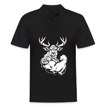 Hirsch Bizeps Tattoo I Love Dad - Männer Poloshirt - Schwarz - Vorne - Kai (181cm)
