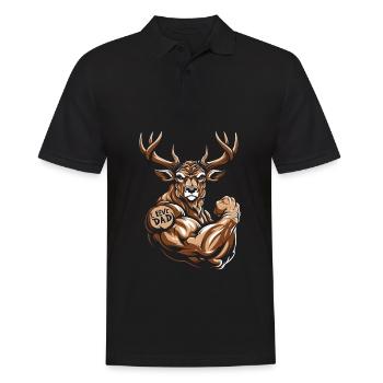 Hirsch Bizeps Tattoo I Love Dad - Männer Poloshirt - Schwarz - Vorne - Kai (181cm)