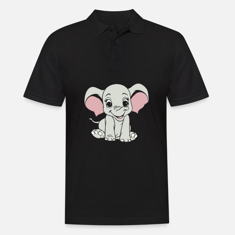 Elefant Lächelnd - Männer Poloshirt - Schwarz