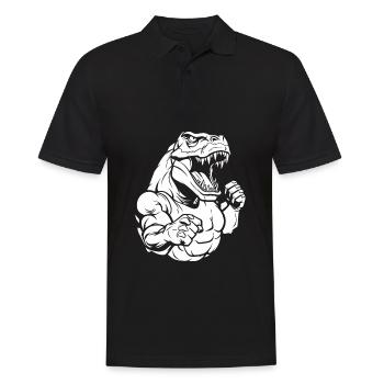 Fitness T Rex - Männer Poloshirt - Schwarz - Vorne - Kai (181cm)