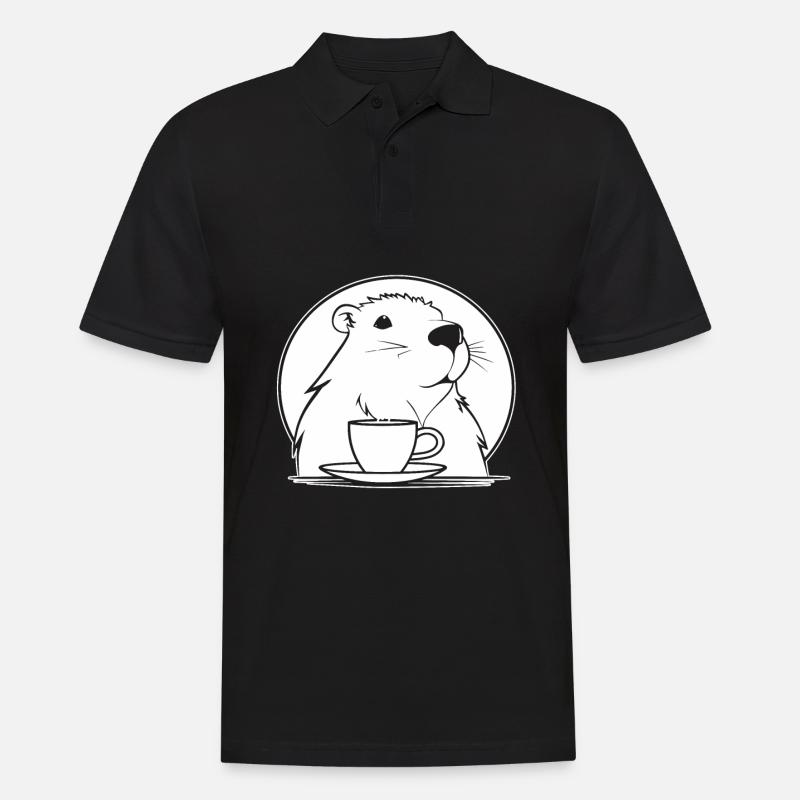 Capybara Wasserschwein Kaffee - Männer Poloshirt - Schwarz