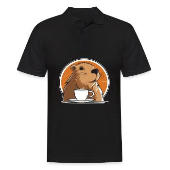 Capybara Wasserschwein Kaffee - Männer Poloshirt - Schwarz - Vorne - Kai (181cm)