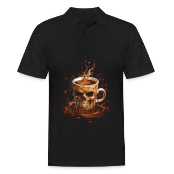 Coffee Cafe Skull - Men's Polo Shirt - black - Front - Kai (181cm)