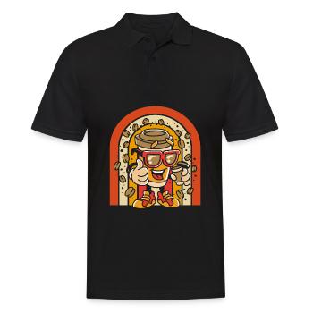 Kaffee Cafe - Männer Poloshirt - Schwarz - Vorne - Kai (181cm)