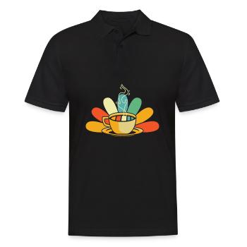 Kaffee Cafe - Männer Poloshirt - Schwarz - Vorne - Kai (181cm)