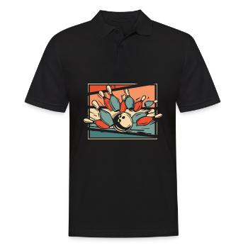 Bowling Bowlen Bowler - Männer Poloshirt - Schwarz - Vorne - Kai (181cm)