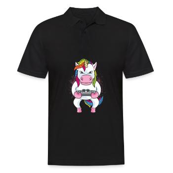 Gamer Gaming Gamer Unicorn - Männer Poloshirt - Schwarz - Vorne - Kai (181cm)