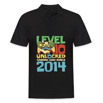 Gaming 10e anniversaire 10 ans Gamer - Polo Homme - noir - Devant - Kai (181cm)
