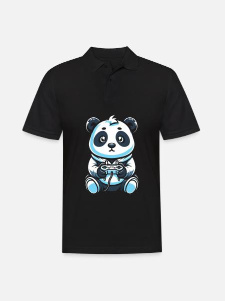 Gamer Gaming Gaming Panda Bear - Men's Polo Shirt - black