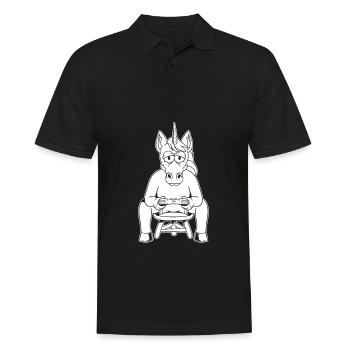 Gamer Gaming Gamer Unicorn - Männer Poloshirt - Schwarz - Vorne - Kai (181cm)