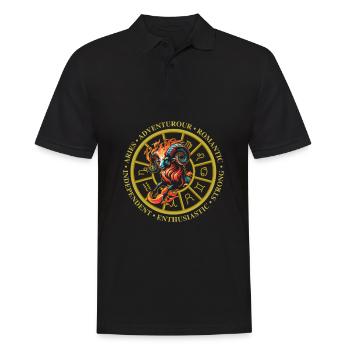 Widder Lustig Sternzeichenmerkmale - Männer Poloshirt - Schwarz - Vorne - Kai (181cm)
