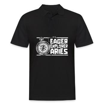 Widder Abenteuer - Männer Poloshirt - Schwarz - Vorne - Kai (181cm)