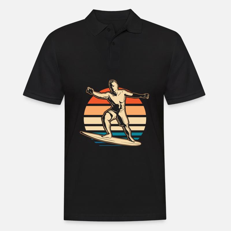 Surfer Surfen - Männer Poloshirt - Schwarz