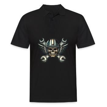 Motorrad Biker Motorbike Skull Motorcycle - Männer Poloshirt - Schwarz - Vorne - Kai (181cm)
