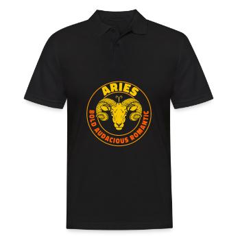 Widder Sternzeichenmerkmale - Männer Poloshirt - Schwarz - Vorne - Kai (181cm)