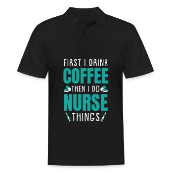 Nurse Caffeine - Men's Polo Shirt - black - Front - Kai (181cm)