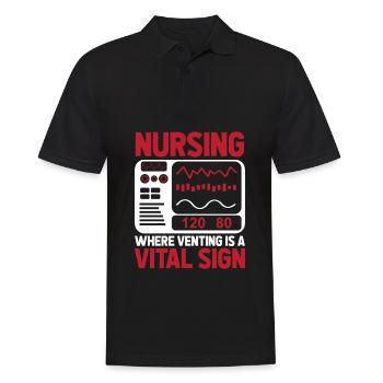 Krankenschwester - Männer Poloshirt - Schwarz - Vorne - Kai (181cm)