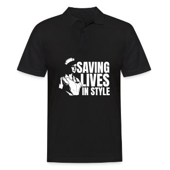 Krankenschwester Mode - Männer Poloshirt - Schwarz - Vorne - Kai (181cm)