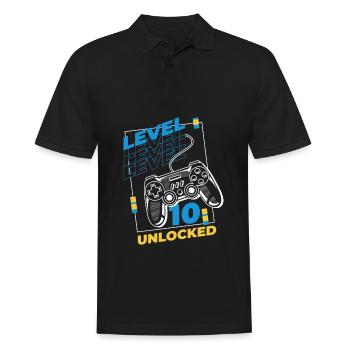 Gamer Gaming Niveau 10 Débloqué - Polo Homme - noir - Devant - Kai (181cm)