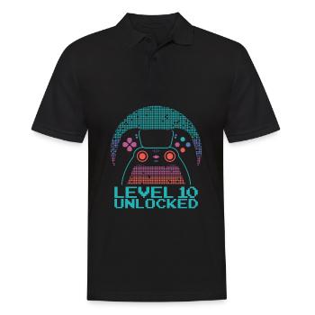 Gamer Gaming Level 10 Unlocked - Men's Polo Shirt - black - Front - Kai (181cm)