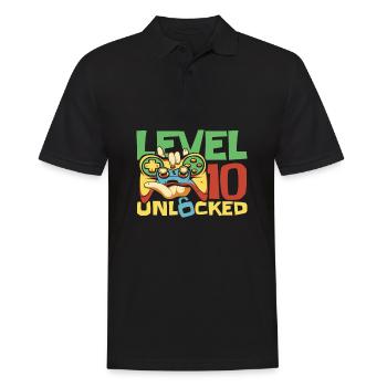 Gamer Gaming Level 10 Unlocked - Men's Polo Shirt - black - Front - Kai (181cm)