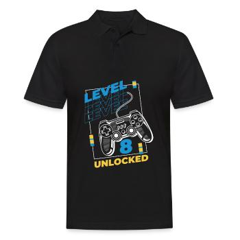 Gamer Gaming Level 8 Unlocked - Men's Polo Shirt - black - Front - Kai (181cm)