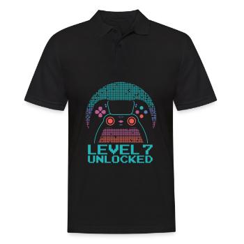 Gamer Gaming Level 7 Unlocked - Männer Poloshirt - Schwarz - Vorne - Kai (181cm)