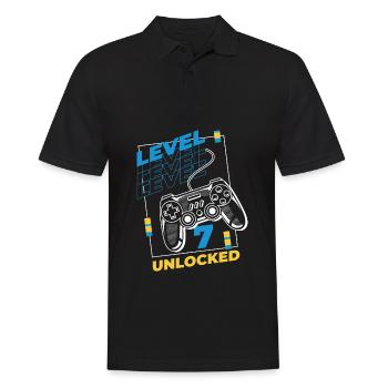 Gamer Gaming Level 7 Unlocked - Men's Polo Shirt - black - Front - Kai (181cm)