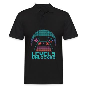 Gamer Gaming Level 5 Unlocked - Männer Poloshirt - Schwarz - Vorne - Kai (181cm)