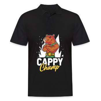 Capybara Wasserschwein - Männer Poloshirt - Schwarz - Vorne - Kai (181cm)