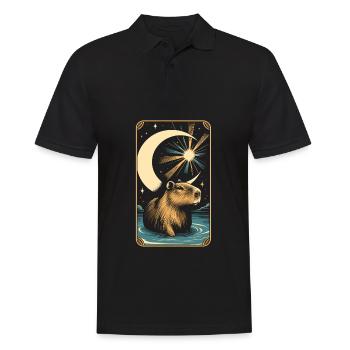 Capybara Wasserschwein Mond - Männer Poloshirt - Schwarz - Vorne - Kai (181cm)