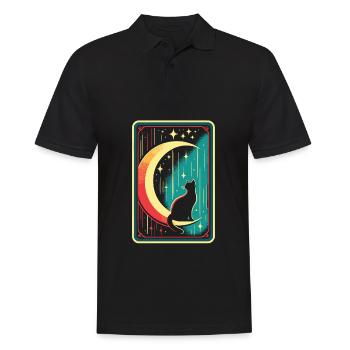 Mond Tarot Katze Moon Cat - Men's Polo Shirt - black - Front - Kai (181cm)