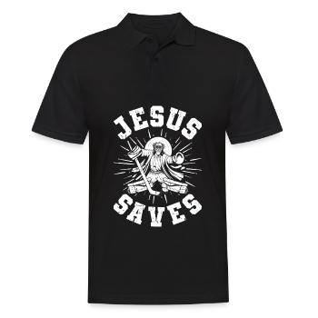 Ice Hockey Goaltender Jesus Saves Hockey - Men's Polo Shirt - black - Front - Kai (181cm)