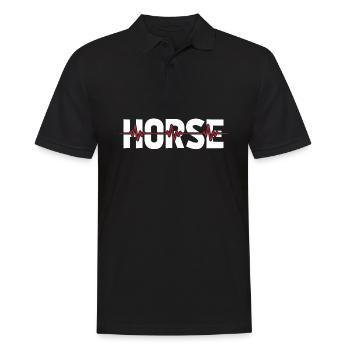 Cheval Équitation Ekg Heartbeat - Polo Homme - noir - Devant - Kai (181cm)