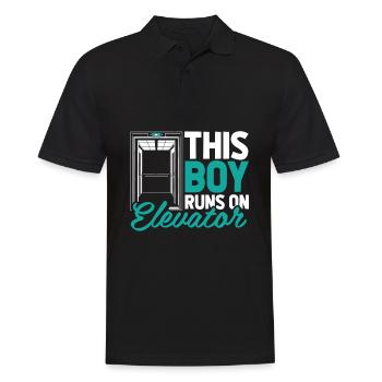 Fahrstuhl Aufzug - Männer Poloshirt - Schwarz - Vorne - Kai (181cm)