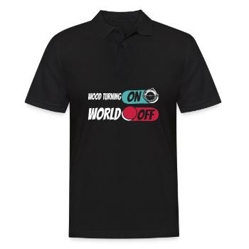 Woodturning Turner Wood Turning On World Off - Men's Polo Shirt - black - Front - Kai (181cm)