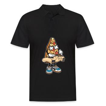 Gamer Gaming Pizza Gaming Controller - Männer Poloshirt - Schwarz - Vorne - Kai (181cm)