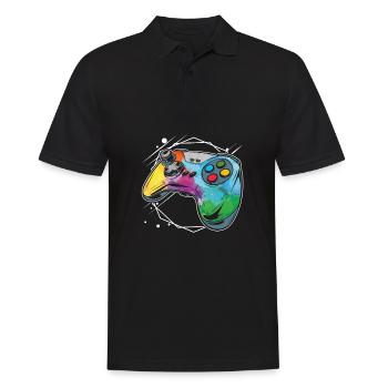 Gamer Gaming Aquarell Gaming Controller - Männer Poloshirt - Schwarz - Vorne - Kai (181cm)