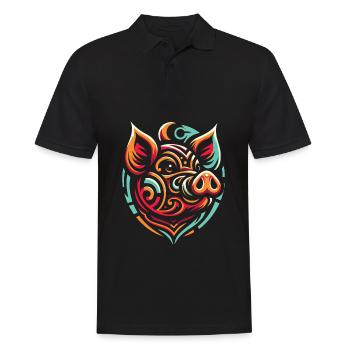 Schwein Schweinebauer Moon Phases - Männer Poloshirt - Schwarz - Vorne - Kai (181cm)