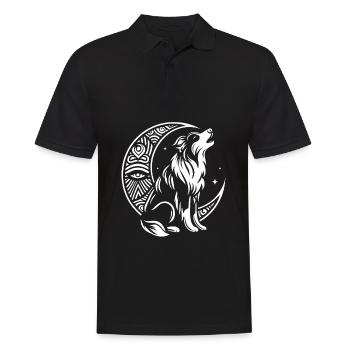 Australian Shepherd Stammes Moon Phases - Männer Poloshirt - Schwarz - Vorne - Kai (181cm)