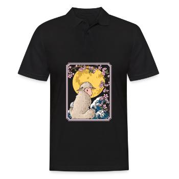 Schaf Japan Cherry Blossom Moon - Männer Poloshirt - Schwarz - Vorne - Kai (181cm)