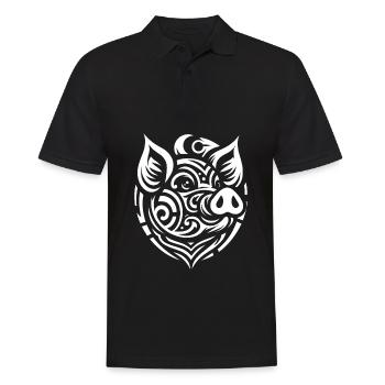 Pig Pig Farmer Tribal Moon Phases - Men's Polo Shirt - black - Front - Kai (181cm)