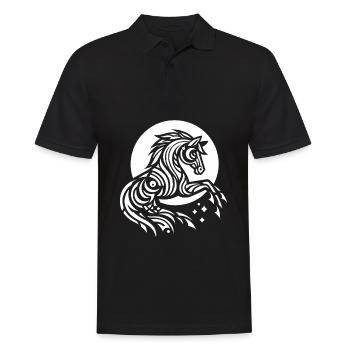 Chevaux Équestres Tribal Phases de Lune - Polo Homme - noir - Devant - Kai (181cm)