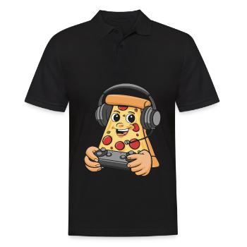 Gamer Gaming Pizza Gaming Controller - Männer Poloshirt - Schwarz - Vorne - Kai (181cm)