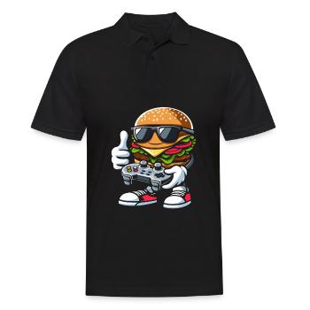 Gamer Gaming Burger Gaming Controller - Männer Poloshirt - Schwarz - Vorne - Kai (181cm)