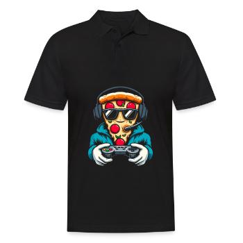 Gamer Gaming Pizza Gaming Controller - Männer Poloshirt - Schwarz - Vorne - Kai (181cm)