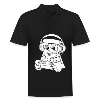 Gamer Gaming Pizza Gaming Controller - Männer Poloshirt - Schwarz - Vorne - Kai (181cm)