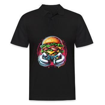 Gamer Gaming Burger Gaming Controller - Männer Poloshirt - Schwarz - Vorne - Kai (181cm)