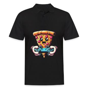 Gamer Gaming Pizza Gaming Controller - Männer Poloshirt - Schwarz - Vorne - Kai (181cm)
