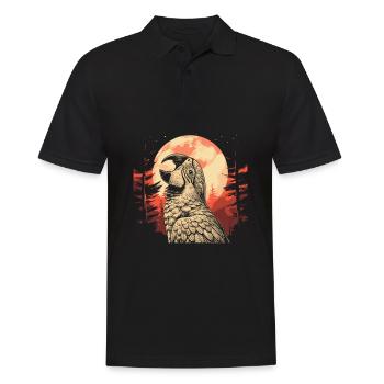 Perroquet Lune Hurlement - Polo Homme - noir - Devant - Kai (181cm)